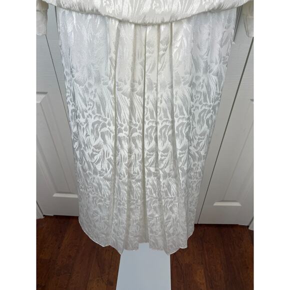 90s Just in Thyme Ivory White Brocade Party Dress Wedding Dress Florals Size 16 - Picture 7 of 8